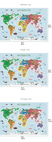 The Map of the World Fabric Sticker, Peel and Stick Removable World Wall Decal