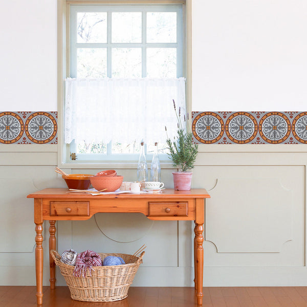 Paving Pattern Tiles Stickers - Set of 4 tiles - Tile Decals Art for Walls Kitchen backsplash Bathroom Accent Kitchen