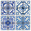 Moroccan Bule Tiles Stickers Ameur - Pack of 16 tiles - Tile Decals Art for Walls Kitchen backsplash Bathroom