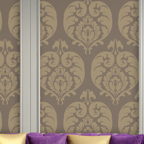 Wall Stencil Large Isabella Damask Allover Stencil for graceful wall stenciling