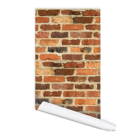 Old Red Brick Wall Pattern 01 Peel & Stick Repositionable Fabric Wallpaper