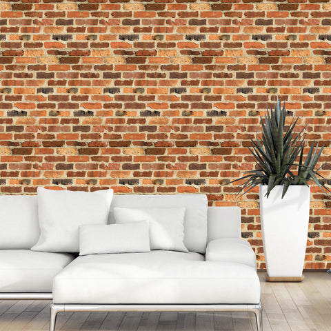 Old Red Brick Wall Pattern 01 Peel & Stick Repositionable Fabric Wallpaper