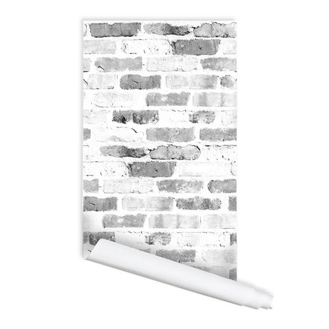 Old White Brick Wall Pattern 02 Peel & Stick Repositionable Fabric Wallpaper