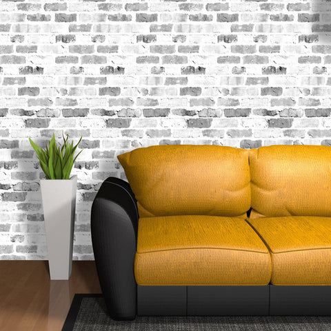 Old White Brick Wall Pattern 02 Peel & Stick Repositionable Fabric Wallpaper