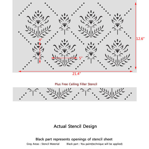 Modern Allover Trellis Wall Damask Stencil Aurora for Wallpaper Look