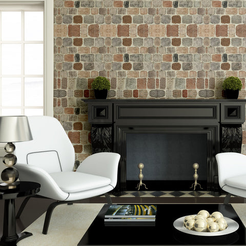 Stone Toscano Peel & Stick Repositionable Fabric Wallpaper