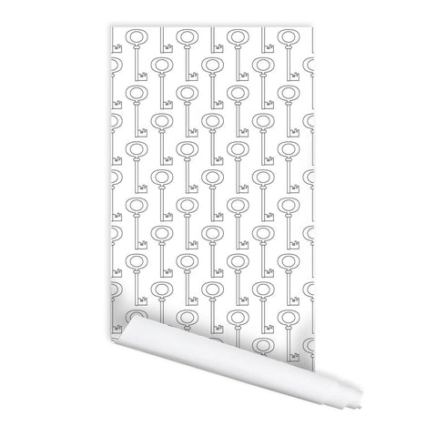 Keys Pattern Self adhesive Peel & Stick Repositionable Fabric Wallpaper