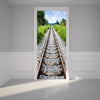 Door Wall Sticker Railway Tracks - Self Adhesive Peel & Stick Repositionable Fabric Mural 31"w x 79"h (80 x 200cm)