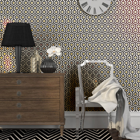 Geometric Hexagonal Pattern Mamie Peel & Stick Repositionable Fabric Wallpaper
