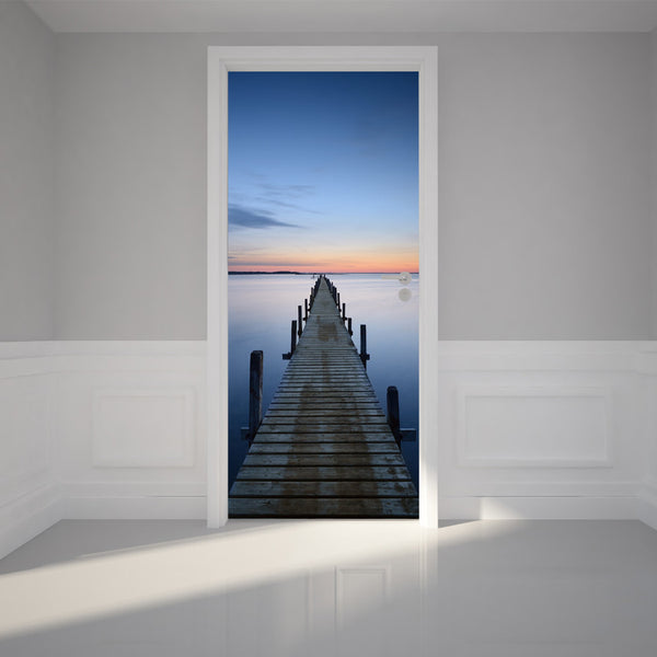 Door Wall Sticker on a Bridge Pier - Peel & Stick Repositionable Fabric Mural 31"w x 79"h (80 x 200cm)