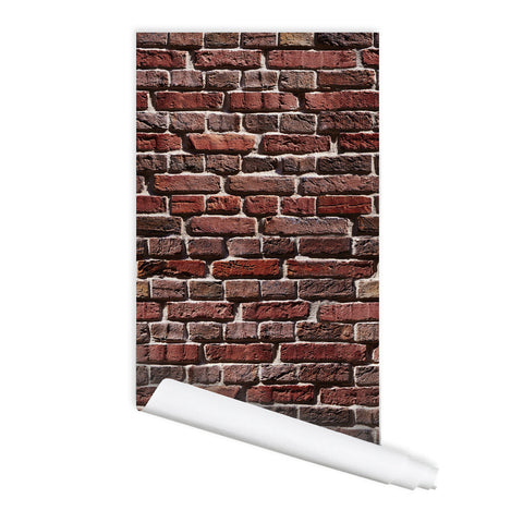 Red Brick Pattern Klaus Self adhesive Peel & Stick Repositionable Fabric Wallpaper