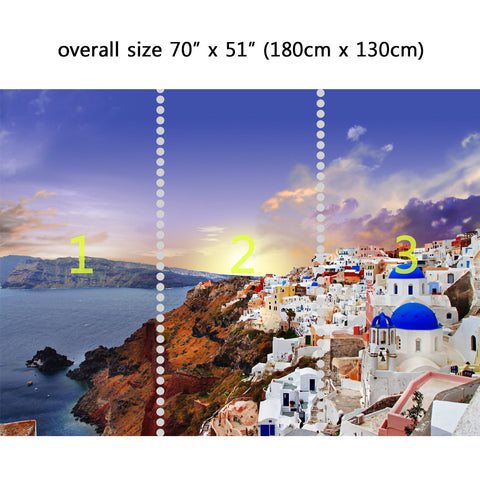 Wall Mural View of Santorini Island, Peel and Stick Repositionable Fabric Wallpaper for Interior Home Decor