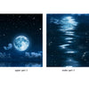 Door Wall Sticker Moon and clouds - Peel & Stick Repositionable Fabric Mural 31"w x 79"h (80 x 200cm)