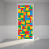 Door Wall Sticker Building Blocks - Peel & Stick Repositionable Fabric Mural 31"w x 79"h (80 x 200cm)