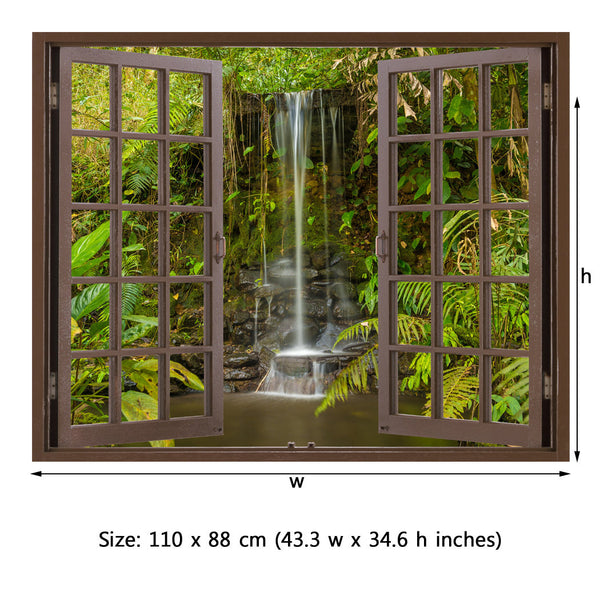 Window Frame Mural Waterfall in the forest - Huge size - Peel and Stic ...