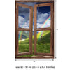 Window Wall Mural Rainbow in the Mountains, Peel and Stick Fabric Illusion 3D Wall Decal Photo Sticker