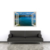 Window Frame Mural Beautiful Island - Huge size - Peel and Stick Fabric Illusion 3D Wall Decal Photo Sticker