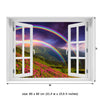 Window Wall Mural Rainbow over the flowers, Peel and Stick Fabric Illusion 3D Wall Decal Photo Sticker