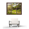Window Frame Mural House and garden - Huge size - Peel and Stick Fabric Illusion 3D Wall Decal Photo Sticker