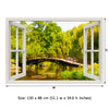 Window Frame Mural Garden bridge - Huge size - Peel and Stick Fabric Illusion 3D Wall Decal Photo Sticker