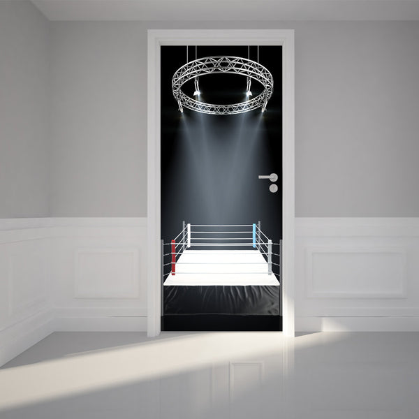 Door Wall Sticker Boxing ring - Peel & Stick Repositionable Fabric Mural 31"w x 79"h (80 x 200cm)