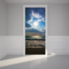 Door Wall Sticker Beautiful sunset on the ocean - Peel & Stick Repositionable Fabric Mural 31"w x 79"h (80 x 200cm)