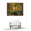 Window Frame Mural Wild garlic Forest - Huge size - Peel and Stick Fabric Illusion 3D Wall Decal Photo Sticker