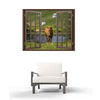 Window Frame Mural Walking in silence the Horse - Huge size - Peel and Stick Fabric Illusion 3D Wall Decal Photo Sticker