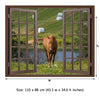 Window Frame Mural Walking in silence the Horse - Huge size - Peel and Stick Fabric Illusion 3D Wall Decal Photo Sticker