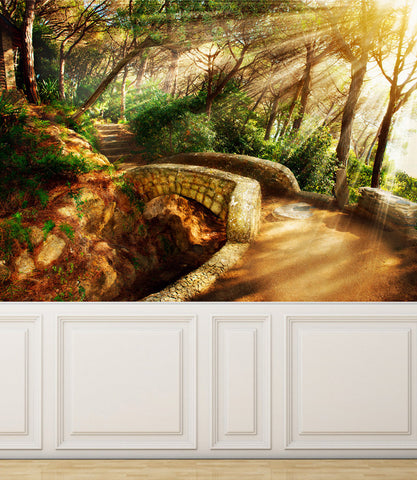 Wall Mural Mystical Pathway, Peel and Stick Repositionable Fabric Wallpaper for Interior Home Decor