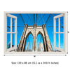 Window Frame Mural View of Brooklyn Bridge  - Huge size - Peel and Stick Fabric Illusion 3D Wall Decal Photo Sticker