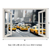 Window Frame Mural New York Cabs Taxis - Huge size - Peel and Stick Fabric Illusion 3D Wall Decal Photo Sticker