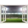 Window Frame Mural Soccer Stadium - Huge size - Peel and Stick Fabric Illusion 3D Wall Decal Photo Sticker