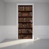 Door Wall Sticker Wooden Bookshelf with Antique Books - Peel & Stick Repositionable Fabric Mural 31"w x 79"h (80 x 200cm)