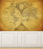 Wall Mural Grunge Old Map of the World, Peel and Stick Repositionable Fabric Wallpaper for Interior Home Decor