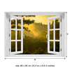 Window Wall Mural Sunrise over jungle, Peel and Stick Fabric Illusion 3D Wall Decal Photo Sticker