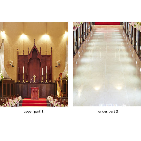 Door Wall Sticker Church interior - Peel & Stick Repositionable Fabric Mural 31"w x 79"h (80 x 200cm)