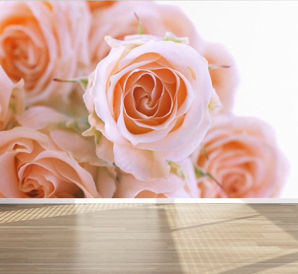 Wall Mural Flower Photography Bouquet of Roses, Peel and Stick Repositionable Fabric Wallpaper for Interior Home Decor