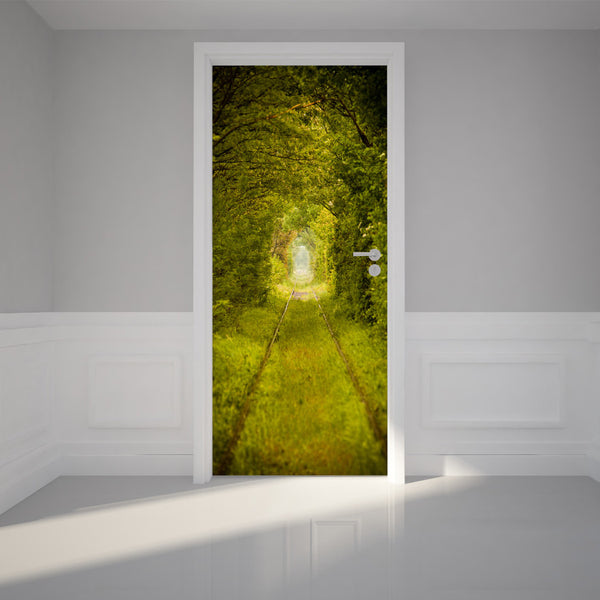 Door Wall Sticker Lovely bush tunnel - Peel & Stick Repositionable Fabric Mural 31"w x 79"h (80 x 200cm)