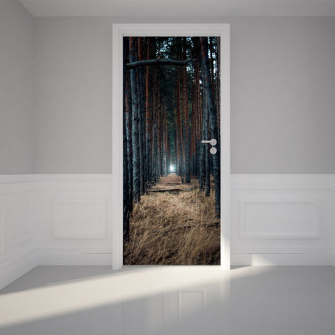 Door Wall Sticker Scary forest - Peel & Stick Repositionable Fabric Mural 31"w x 79"h (80 x 200cm)