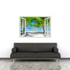 Window Frame Mural Relaxed beach - Huge size - Peel and Stick Fabric Illusion 3D Wall Decal Photo Sticker