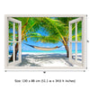 Window Frame Mural Relaxed beach - Huge size - Peel and Stick Fabric Illusion 3D Wall Decal Photo Sticker