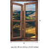 Window Wall Mural Countryside landscape, Peel and Stick Fabric Illusion 3D Wall Decal Photo Sticker