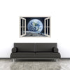 Window Frame Mural The Earth from the Moon - Huge size - Peel and Stick Fabric Illusion 3D Wall Decal Photo Sticker