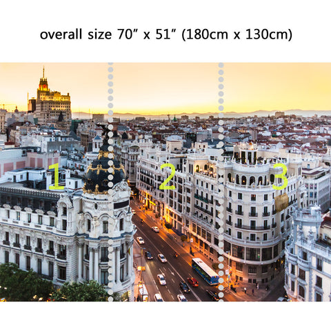 Wall Mural Gran Via in Madrid, Peel and Stick Repositionable Fabric Wallpaper for Interior Home Decor