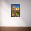 Window Wall Mural Valley during sunset, Peel and Stick Fabric Illusion 3D Wall Decal Photo Sticker