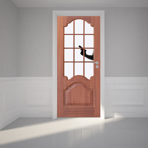 Door Wall Sticker Stranger on the window of door - Peel & Stick Repositionable Fabric Mural 31"w x 79"h (80 x 200cm)