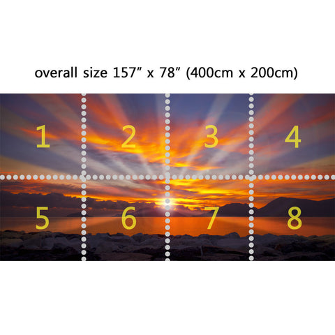 Wall Mural Dramatic sunset, Peel and Stick Repositionable Fabric Wallpaper for Interior Home Decor