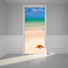 Door Wall Sticker Starfish on beach - Peel & Stick Repositionable Fabric Mural 31"w x 79"h (80 x 200cm)