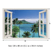 Window Frame Mural At the Seashore - Huge size - Peel and Stick Fabric Illusion 3D Wall Decal Photo Sticker